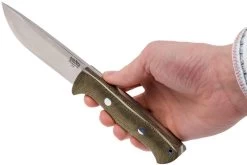 Bark River Bravo 1 A2 Rampless, Green Canvas Micarta, Funda Marrón -Tienda Barata Cuchillos BRK07 111GNC RS 06 bark river brk07 111gnc rs 06