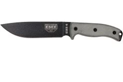 ESEE Model 6 Black Blade, Grey Handle 6P Con Funda Marrón + Clip De Cinturón