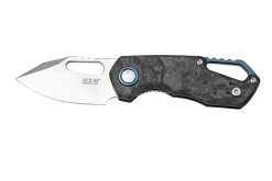 MKM Isonzo FX03M-3CM Clip Point Marble Carbon Fiber Navaja, Diseño Jesper Voxnaes