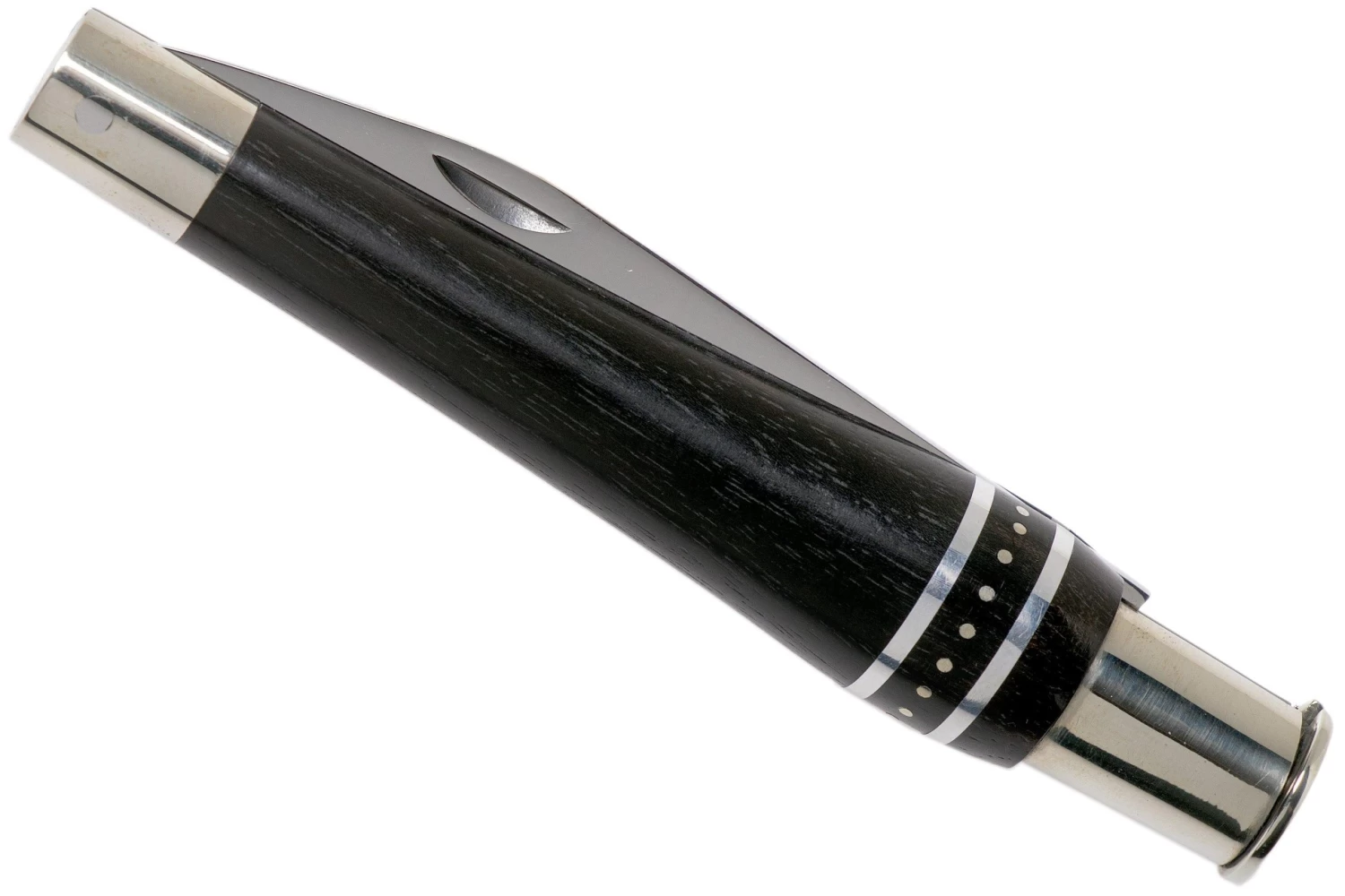Nontron No. 22 Nickel Silver Turning Ferrule, Marquetry Ebony Aluminium, Doble Virola NN22DVEBALU Navaja 6 Nontron No. 22 Nickel Silver Turning Ferrule, Marquetry Ebony Aluminium, Doble Virola NN22DVEBALU Navaja - Imagen 4
