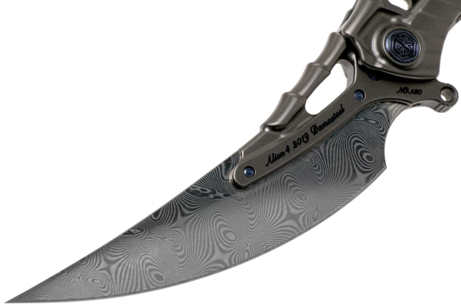 Rike Knife Alien4 Acero De Damasco Dark Grey Navaja 5 Rike Knife Alien4 Acero De Damasco Dark Grey Navaja - Imagen 3