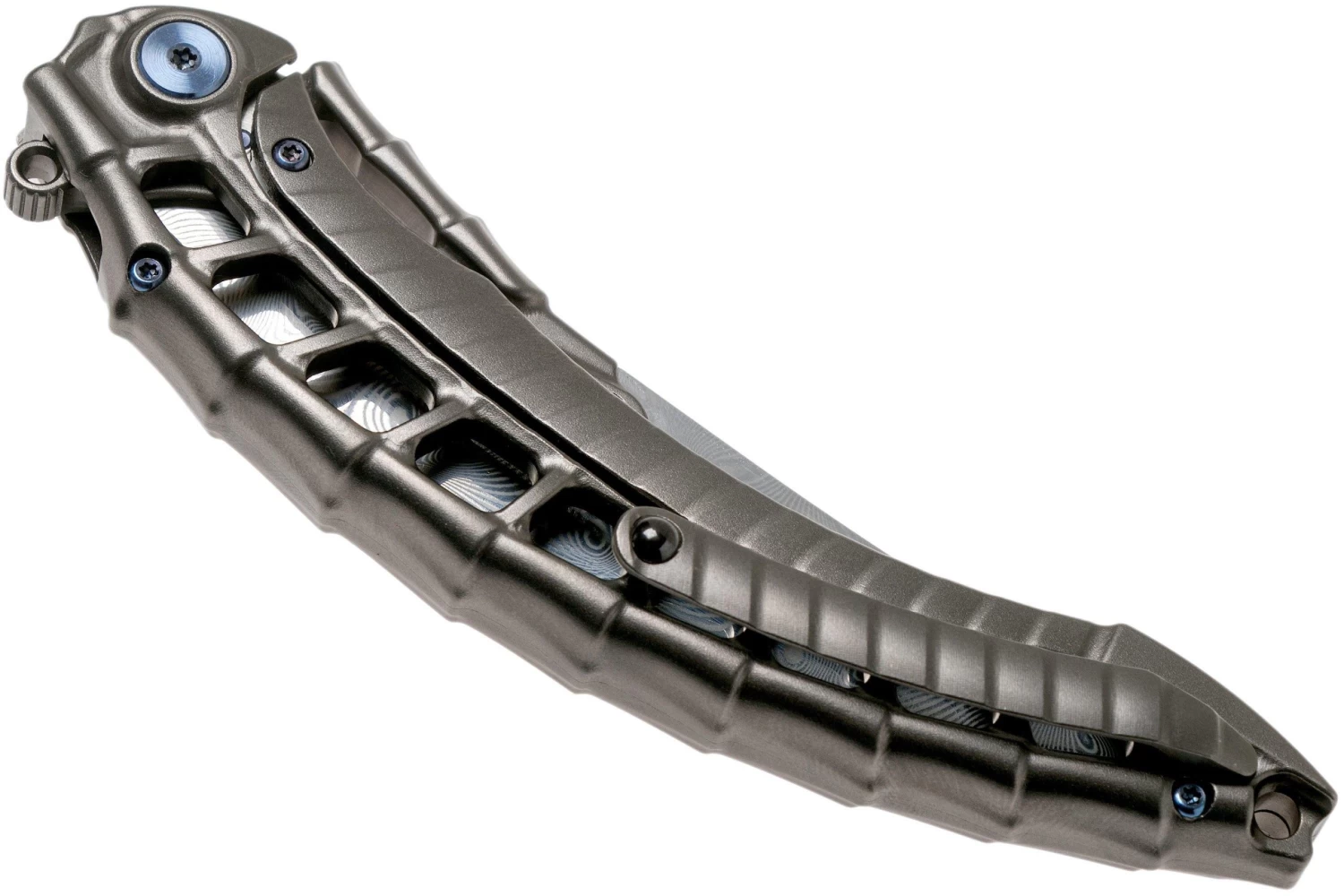 Rike Knife Alien4 Acero De Damasco Dark Grey Navaja 6 Rike Knife Alien4 Acero De Damasco Dark Grey Navaja - Imagen 4