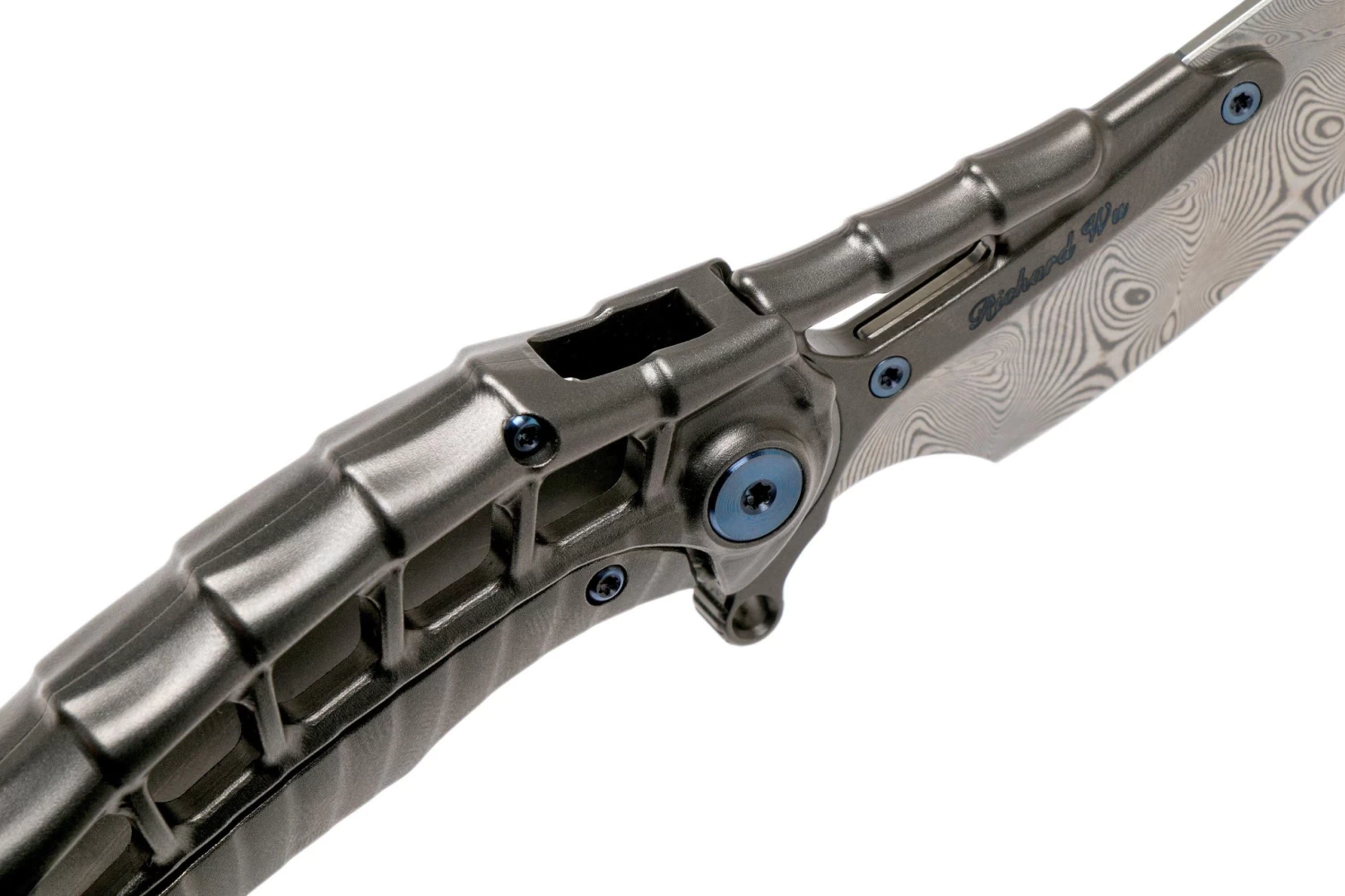 Rike Knife Alien4 Acero De Damasco Dark Grey Navaja 8 Rike Knife Alien4 Acero De Damasco Dark Grey Navaja - Imagen 6