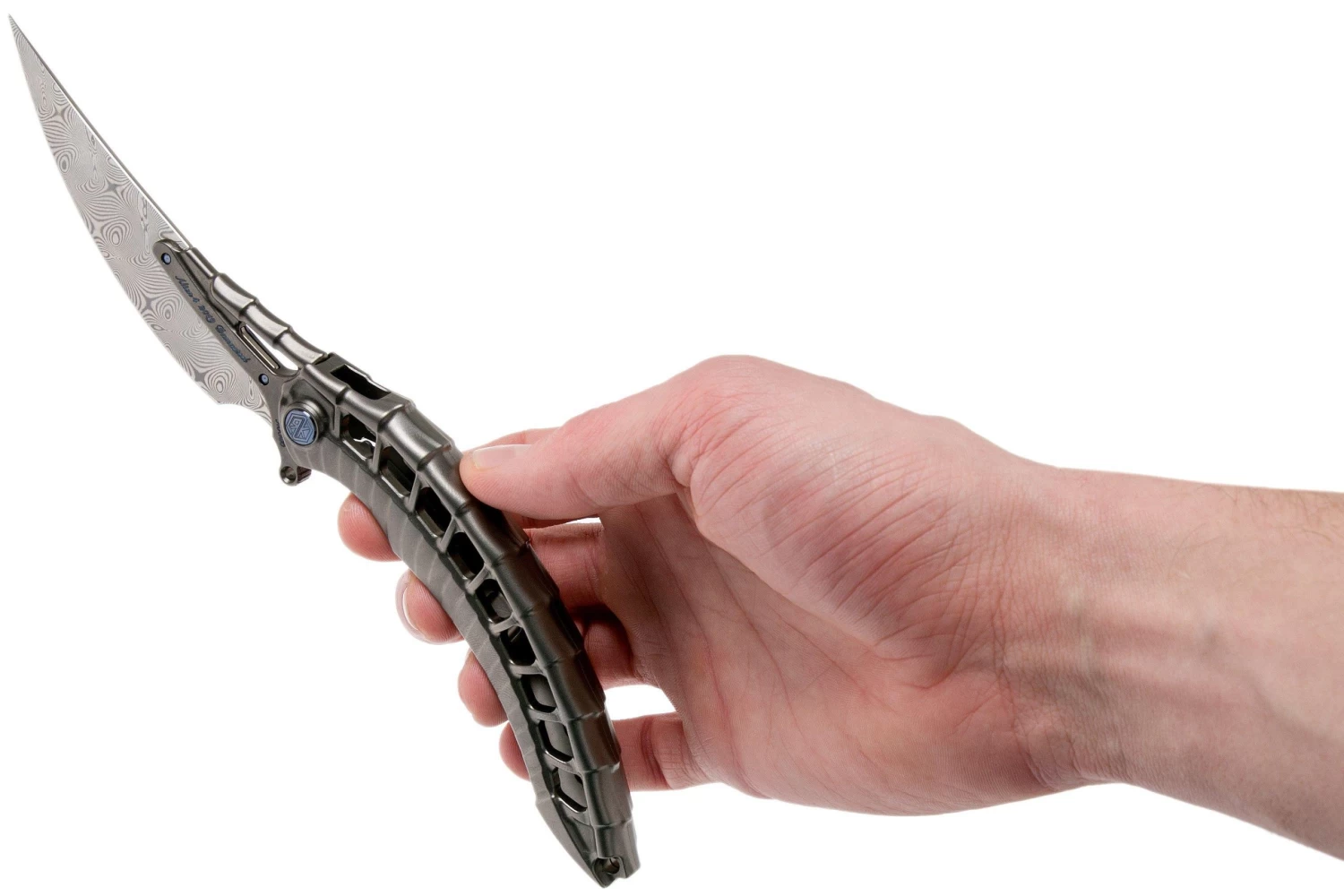 Rike Knife Alien4 Acero De Damasco Dark Grey Navaja 10 Rike Knife Alien4 Acero De Damasco Dark Grey Navaja - Imagen 8