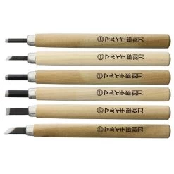Yoshiharu KL-6 Maruichi Cuchillos Japoneses Para Tallar Madera, Juego De 6 En Estuche De Plástico